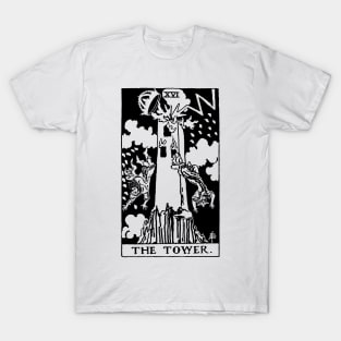 The Tower Tarot in black T-Shirt